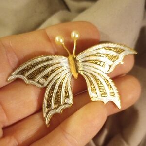 Damascene Butterfly Brooch,  EUC